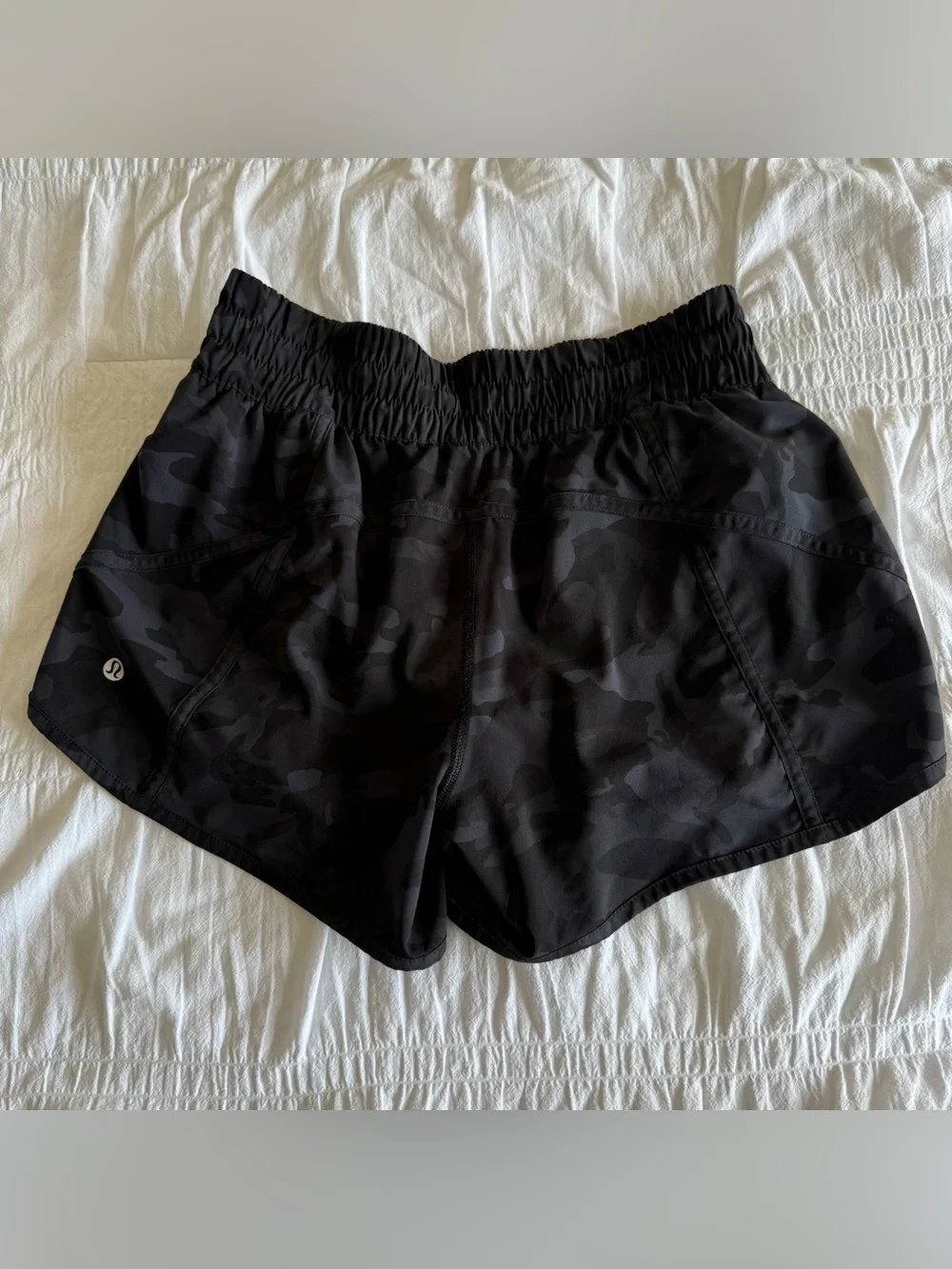 Lululemon Black Camo Athletic Shorts Lined Size 8